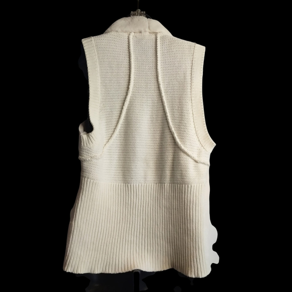 Calvin Klein Women's Off White Faux Suede/Fur Knit Open Front Vest Size Large - Picture 2 of 7